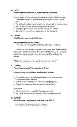 Grade 5 Recycling Lesson Plan | PDF | Recycling | Lesson Plan