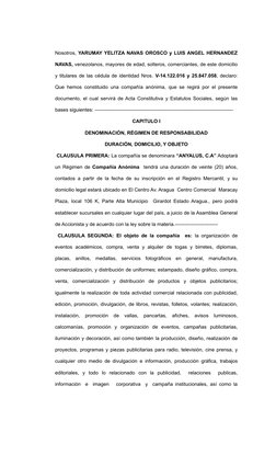 Nosotros, YARUMAY YELITZA NAVAS OROSCO y LUIS ANGEL HERNANDEZ
NAVAS, venezolanos, mayores de edad, solteros, comerciantes, de