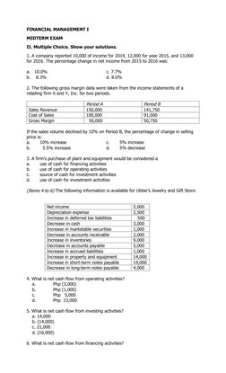 Financial Management Midterm Exam Guide | PDF | Market Liquidity ...