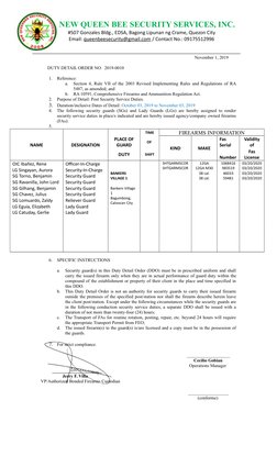 Duty Detail Order for Security Guards | PDF | Security Guard | Common Law