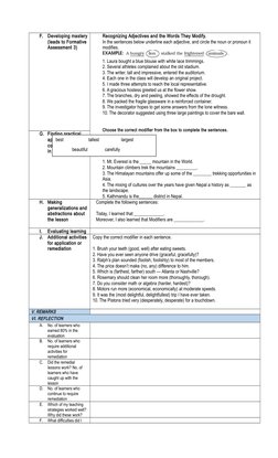Adjective Modifiers Lesson Plan for Grade 8 | PDF | Adjective | Adverb