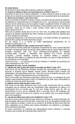 El verbo Eterno 
De acuerdo al texto observado podemos analizar lo siguiente: 
1.-¿A que se refiere al decir en el principio 