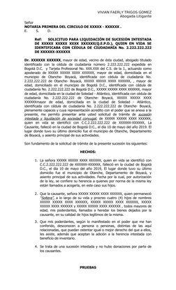 VIVIAN FAERLY TRIGOS GOMEZ
Abogada Litigante
Señor
NOTARIA PRIMERA DEL CIRCULO DE XXXXX - XXXXXX .
E.        S.        D. 
Re