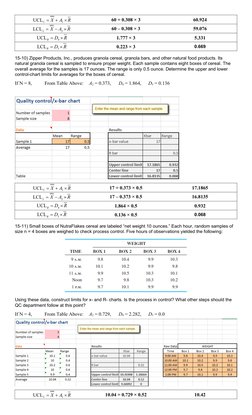2
UCLx
X
A
R



60 + 0.308 × 3
60.924
2
LCLx
X
A
R



60 – 0.308 × 3
59.076
4
UCLR
D
R


1.777 × 3
5.331
3
LCLR
D
R
