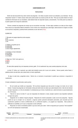 CUESTIONARIO 16 FP
Instrucciones
     Dentro de este documento hay cierto número de preguntas.  Con ellas se quiere conocer s