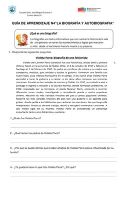 Escuela Gral. José Miguel Carrera V. 
                                    Cuarto básico A  
 
 
GUÍA D