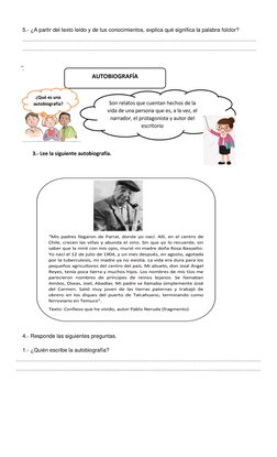 5.- ¿A partir del texto leído y de tus conocimientos, explica qué significa la palabra folclor? 
……………………………………………………………………