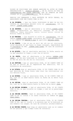 PLIEGO DE POSICIONES QUE DEBERÁ ABSOLVER EL ACTOR DE FORMA
PERSONALÍSIMA C. _ROGELIO ARRIAGA__, EN EL JUICIO DE VÍAS DE
CONTR