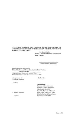 IN  WITNESS  WHEREOF  THE  COMPANY  SIGNED  THIS  LETTER  OF
UNDERTAKING IN FAVOUR OF THE BANK ON THE DAY, MONTH AND
YEAR MEN