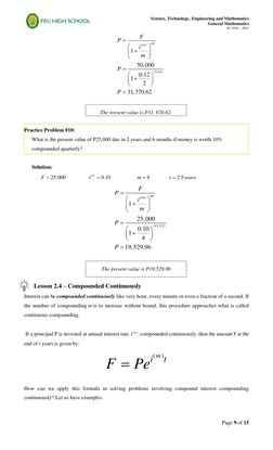Science, Technology, Engineering and Mathematics 
General Mathematics 
SY 2020 – 2021 
Page 9 of 15 
 
(
)
(2)(4)
1
50,00
