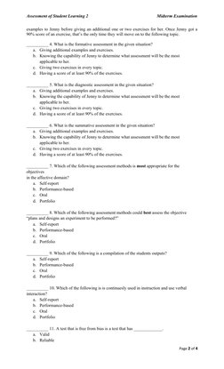Midterm Exam for Assessment of Learning 2 | PDF | Educational ...