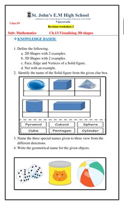 3D Shapes Worksheet for Grade 4 | PDF | Shape | Length