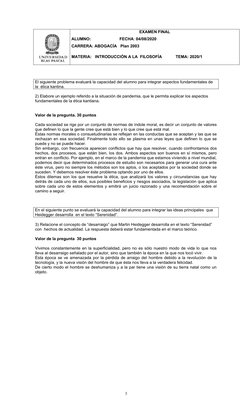 EXAMEN FINAL
ALUMNO:                         FECHA: 04/08/2020
CARRERA: ABOGACÍA   Plan 2003   
MATERIA:   INTRODUCCIÓN A LA
