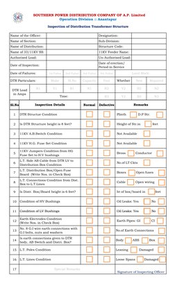 DTR Structure Inspection Report | PDF | Electrical Equipment | Components