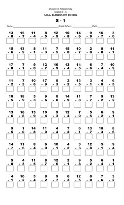 Division of Antipolo City
District II - A
KAILA  ELEMENTARY SCHOOL
S - 1
Name:
Grade & Sec.: ________________ Date:__________