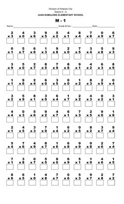 Division of Antipolo City
District II - A
JUAN SUMULONG ELEMENTARY SCHOOL
M - 1
Name:
Grade & Sec.: ________________ Date:___
