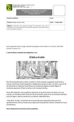 Nombre estudiante:
Curso: 
Docente: Morgan Olivares Peña
Fecha:    / mayo/ 2021
Objetivo: Comprender textos  aplicando  estra