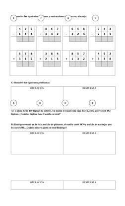 Sumas y Restas con Reserva 3° Básico | PDF | Matemática Elemental ...