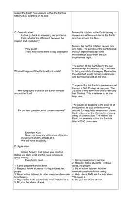 reason the Earth has seasons is that the Earth is 
tilted ≈23.50 degrees on its axis.
C. Generalization
Let us go back in ans
