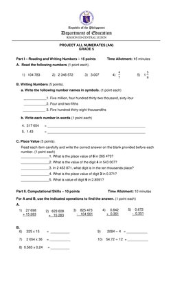Grade 5 Numeracy Assessment Project | PDF | Teaching Mathematics