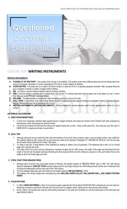 SOLIS INSTITUTE OF TECHNOLOGY-COLLEGE OF CRIMINOLOGY 
 
 
  
 
 
 
 
 
 
 
 
 
 
 
 
 
 
LESSON TEN: WRITING INSTRUMENTS 
 
W