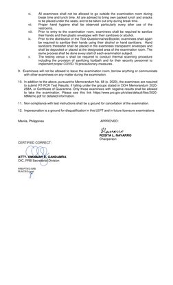 vi. 
All examinees shall not be allowed to go outside the examination room during 
break time and lunch time. All are advised