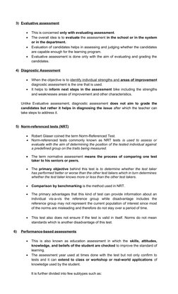 3) Evaluative assessment
 
 

This is concerned only with evaluating assessment. 

The overall idea is to evaluate the asse