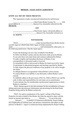 Broker-Sales Agent Agreement Template | PDF | Real Estate Broker ...