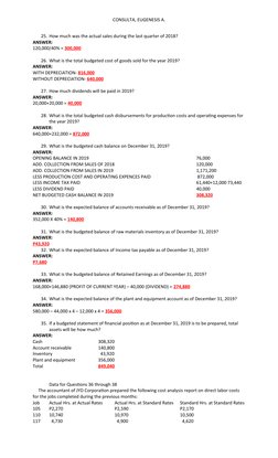 CONSULTA, EUGENESIS A.
25. How much was the actual sales during the last quarter of 2018?
ANSWER:
120,000/40% = 300,000
26. W