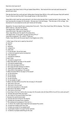 Narrative text exercise !!!
Once upon a time there lived a little girl named Snow White.  She lived with her aunt and uncle b
