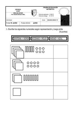 ESCUELA
E-470
PRUEBA DE EDUCACIÓN 
MATEMÁTICA
    
PERLA DEL BÍO-BÍO
Prof: Claudia Sanhueza Yáñez
Fecha de aplicación:  21/06