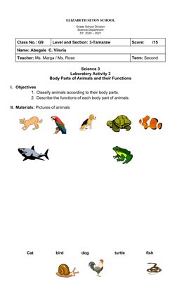 ELIZABETH SETON SCHOOL
Grade School Division
Science Department
SY: 2020 – 2021 
Class No.: G9
Level and Section: 3-Tamaraw