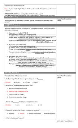 Grade 8 Atomic Structure Lesson Plan | PDF | Proton | Atoms