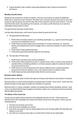 4. A good standard, when violated, brings about feelings of guilt, shame and remorse of 
conscience.
Morality of profit motiv