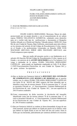 FELIPE GARCIA HERNANDEZ  
         
                     VS 
             FLORA YOLANDA HERNANDEZ