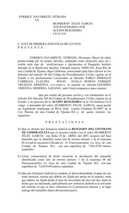 ENRIQUE  NAVARRETE  ESTRADA 
    
   VS 
                 HUMBERTO   FELIX  GARCIA