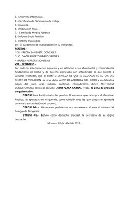 3.- Entrevista Informativa.
4.- Certificado de Nacimiento de mi hija..
5.- Querella.
6.- Imputación fiscal.
7.-  Certificado