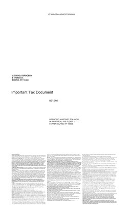 Important Tax Document
J.E.N DELI GROCERY
E 173RD ST, 
BRONX, NY 10460
GREGORIO MARTINEZ POLANCO
96 MONTREAL AVE FLOOR 1, 
ST