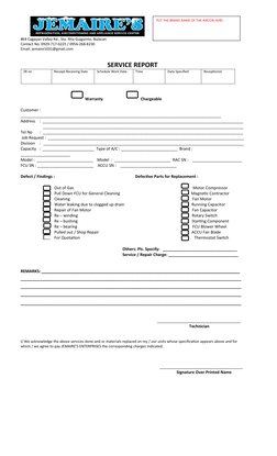 Air Conditioning Service Report Template | PDF | Electrical Components ...