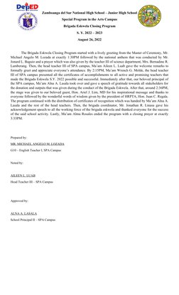 Brigada Eskwela 2022 Closing Program | PDF