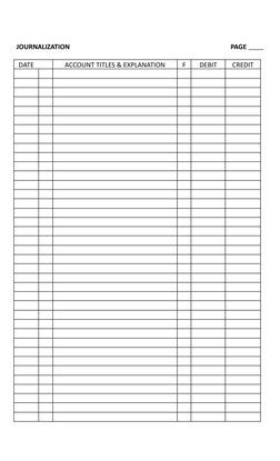 JOURNALIZATION
PAGE
DATE
ACCOUNT TITLES & EXPLANATION
F
DEBIT
CREDIT

