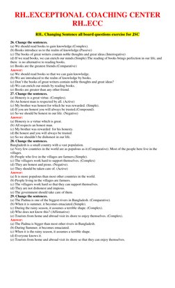RH..EXCEPTIONAL COACHING CENTER  
RH..ECC 
 
RH.. Changing Sentence all board questions exercise for JSC 
 
26. Change the se