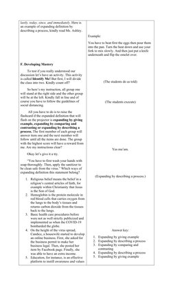 lastly, today, since, and immediately. Here is 
an example of expanding definition by 
describing a process, kindly read Ms.