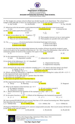 Grade 11 General Math Exam Answer Key | PDF | Function (Mathematics ...
