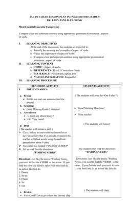 4A's Detailed Lesson Plan for Grade 5 | PDF