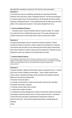 get significant correlation of scores for LET and the mock examination.
Scenario 3
A new test was used as a qualifying examin