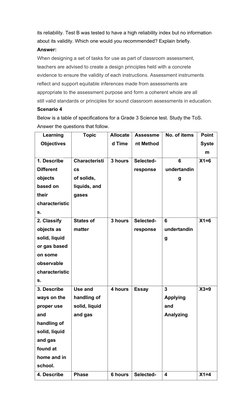 its reliability. Test B was tested to have a high reliability index but no information 
about its validity. Which one would y