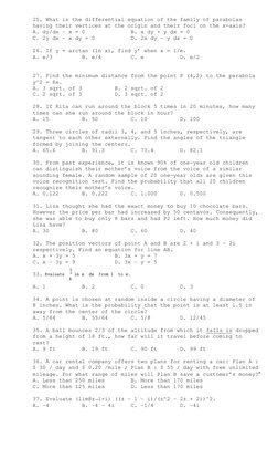 25. What is the differential equation of the family of parabolas 
having their vertices at the origin and their foci on the x