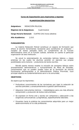 ESCUELA DE SUBOFICIALES Y AGENTES (DIP) 
“Cnel. José Apolinario Saravia” 
“XLIV° Curso de Formación para Agentes de Policía”.