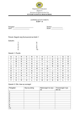 ESP 8 Learning Activity Sheets | PDF
